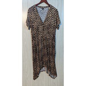 Torrid Midi Challis Skater Dress Animal Print Short Sleeves Casual Womens 1X